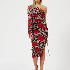 Diane von Furstenberg Women's One Shoulder Ruched Dress - Boswell Black Size 4